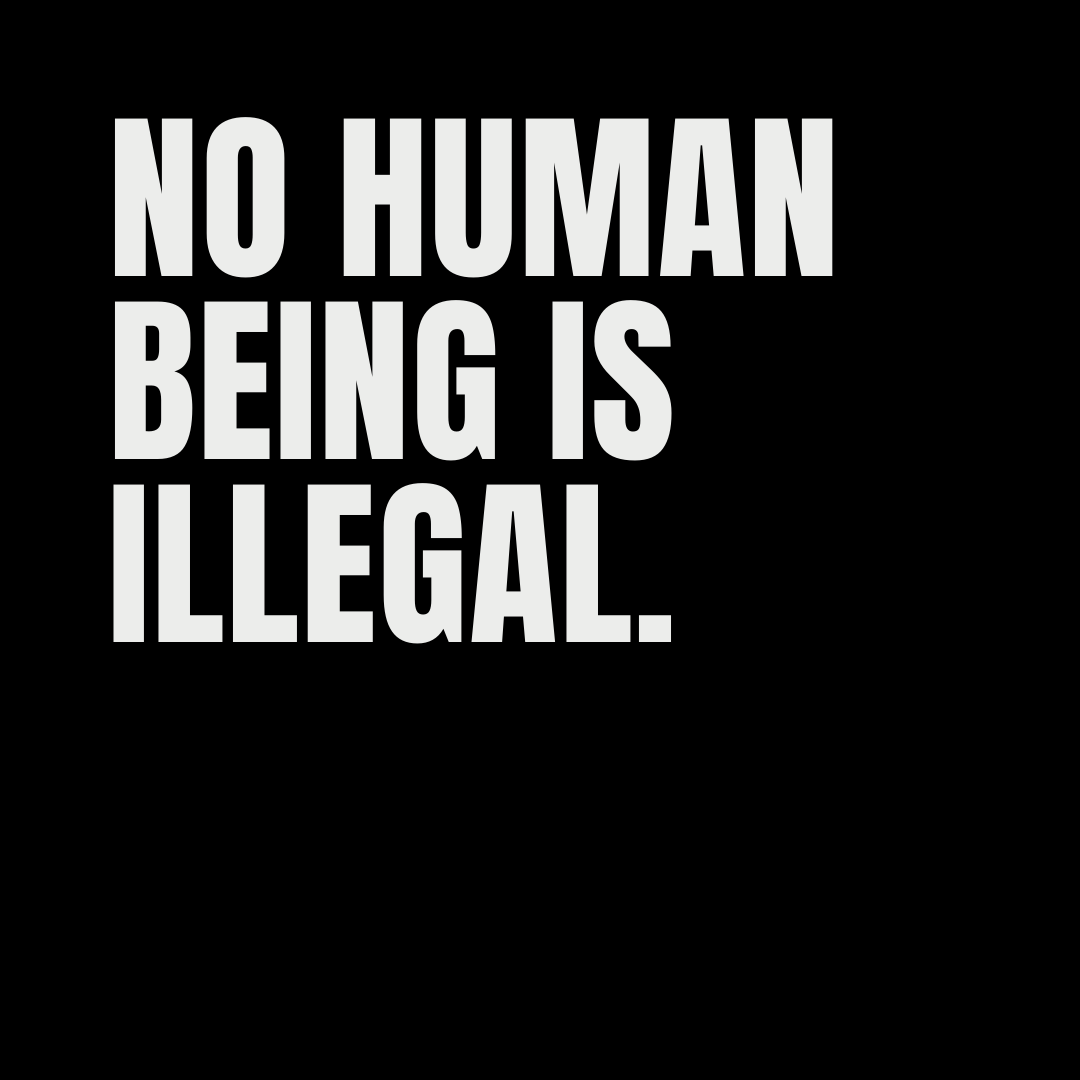 no human being is illegal - The Exploding Head, English quote