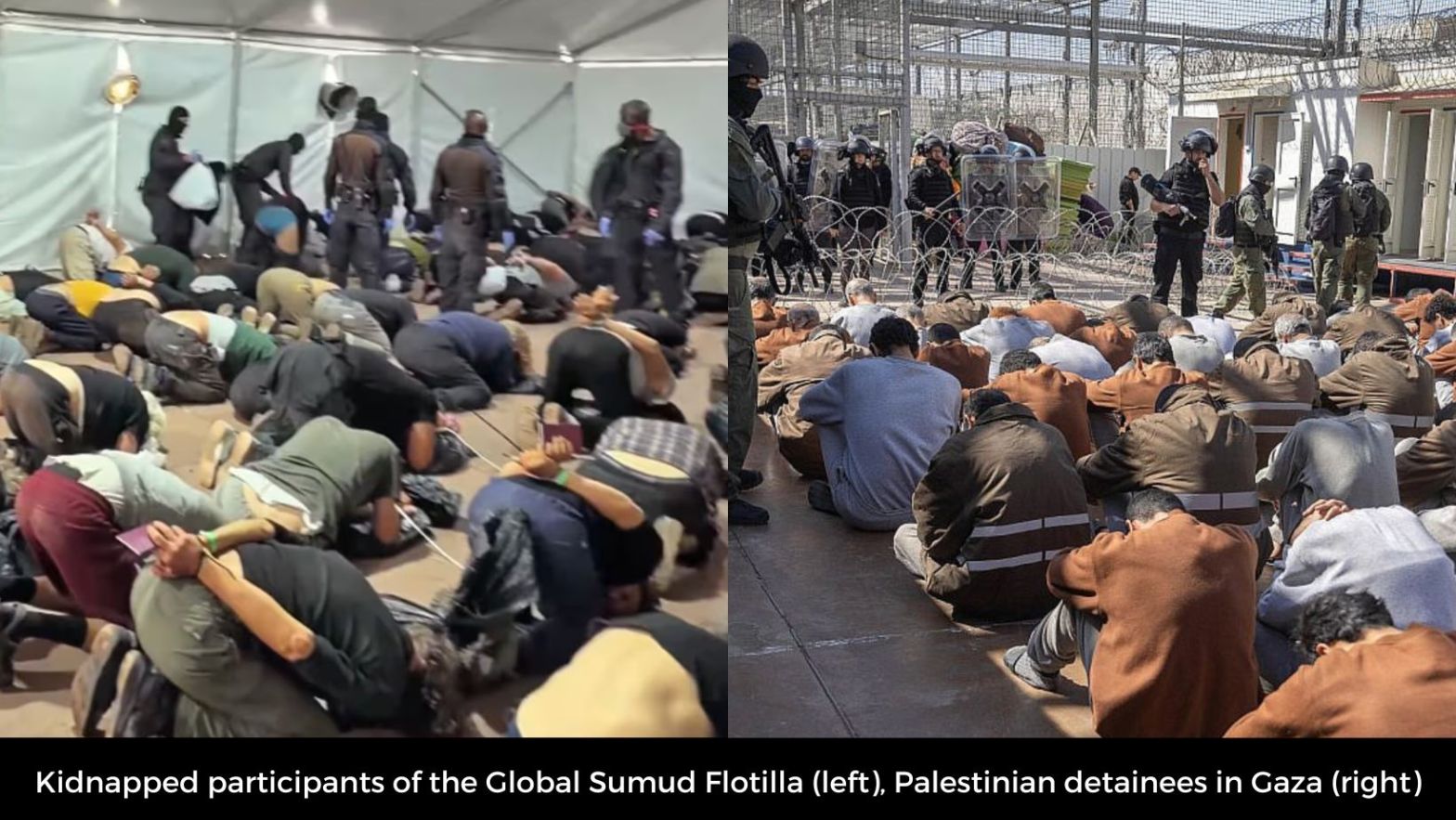 Kidnapped Global Sumud Flotilla participants and Palestinian detainees in Gaza